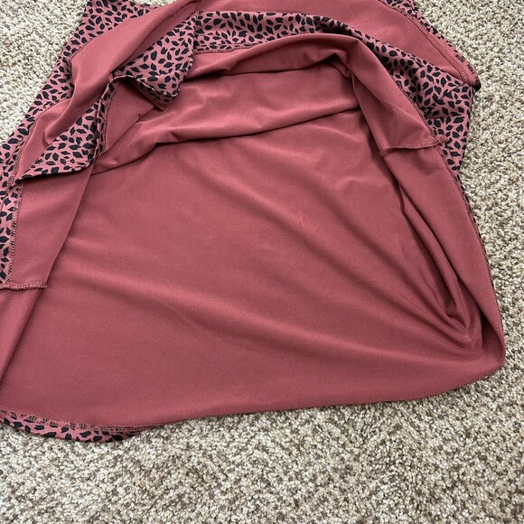 Eddie Bauer Womens M Skirt A Line Faux Wrap Rust Brown Black Spots Leaf - Picture 10 of 10